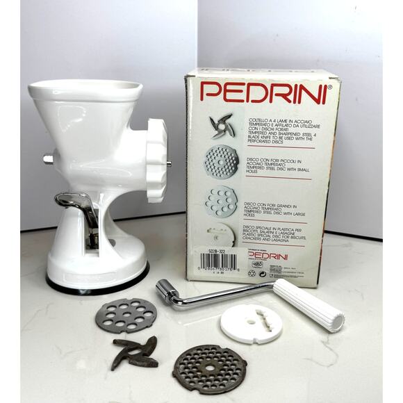 Pedrini Unversal Mincer Original Box w/all Attachments & Paperwork - Picture 3 of 5